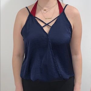 Francesca’s Navy Blue Peep Tank